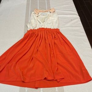 Anthropologie orange and cream sleeveless dress size 10